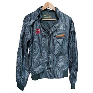 Vintage Style Auto California Racing Jacket Men Large Black Uniroyal Competition